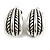 Vintage Inspired Textured C-Shape Clip On Earrings in Silver Tone - 20mm Tall - view 2