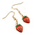 Red/Green Enamel Strawberry Drop Earrings In Gold Tone - 40mm Long - view 4
