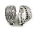 Textured C-Shaped Clip On Earrings in Silver Tone - 20mm Tall - view 4