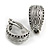 Textured C-Shaped Clip On Earrings in Silver Tone - 20mm Tall - view 2