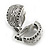 Textured C-Shaped Clip On Earrings in Silver Tone - 20mm Tall - view 5