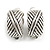20mm Tall/C Shape Stripy Textured Clip On Earrings in Aged Silver Tone - view 2