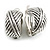 20mm Tall/C Shape Stripy Textured Clip On Earrings in Aged Silver Tone