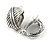 20mm Tall/C Shape Stripy Textured Clip On Earrings in Aged Silver Tone - view 4