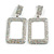 Mesmerizing AB Crystal Rectangular Drop Earrings In Silver Tone Metal - 65mm L