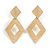 Bright Gold Tone Textured Geometric Drop Earrings - 55mm Long