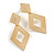 Bright Gold Tone Textured Geometric Drop Earrings - 55mm Long - view 2
