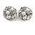 Off Round Crystal Floral with Faux Pearl Bead Clip On Earrings in Silver Tone - 20mm Across