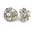 Off Round Crystal Floral with Faux Pearl Bead Clip On Earrings in Silver Tone - 20mm Across - view 2