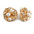 Off Round Crystal Floral with Faux Pearl Bead Clip On Earrings in Gold Tone - 20mm Across - view 2