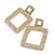 Large AB Crystal Square Drop Earrings in Gold Tone - 55mm L - view 4