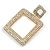Large AB Crystal Square Drop Earrings in Gold Tone - 55mm L - view 5