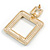 Large AB Crystal Square Drop Earrings in Gold Tone - 55mm L - view 6