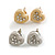 10mm Set of Two Gold/Silver Crystal Heart Stud Earrings - view 2