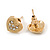 10mm Set of Two Gold/Silver Crystal Heart Stud Earrings - view 5