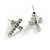 2 Pairs of Gold/ Silver Tone Crystal Cross Stud Earrings - 12mm Tall - view 6