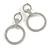 Statement Double Circle Crystal Drop Earrings in Silver Tone - 65mm Long - view 2