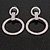 Statement Double Circle Crystal Drop Earrings in Silver Tone - 65mm Long - view 8