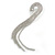 Breathtaking Hook Shape Crystal Tassel Dangle Earrings in Silver Tone - 12cm Long - view 9