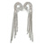 Breathtaking Hook Shape Crystal Tassel Dangle Earrings in Silver Tone - 12cm Long - view 10