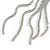 Breathtaking Hook Shape Crystal Tassel Dangle Earrings in Silver Tone - 12cm Long - view 7
