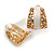 C Shape AB Crystal White Enamel Clip On Earrings in Gold Tone - 20mm Tall - view 5