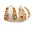 C Shape AB Crystal White Enamel Clip On Earrings in Gold Tone - 20mm Tall - view 2