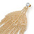 Luxurious Clear Crystal Fringe Style Dangle Earrings in Gold Tone - 10.5cm Long - view 5