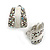 C Shape AB Crystal White Enamel Clip On Earrings in Silver Tone - 20mm Tall - view 4