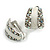 C Shape AB Crystal White Enamel Clip On Earrings in Silver Tone - 20mm Tall - view 5