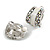 C Shape AB Crystal White Enamel Clip On Earrings in Silver Tone - 20mm Tall - view 6