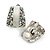 C Shape AB Crystal White Enamel Clip On Earrings in Silver Tone - 20mm Tall - view 2