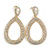 Spectacular AB Crystal Oval Drop Earrings in Gold Tone - 75mm L