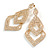 Crystal Double Diamond Drop Earrings in Gold Tone - 65mm L - view 4