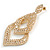 Crystal Double Diamond Drop Earrings in Gold Tone - 65mm L - view 5
