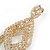 Crystal Double Diamond Drop Earrings in Gold Tone - 65mm L - view 6