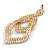 Crystal Double Diamond Drop Earrings in Gold Tone - 65mm L - view 7