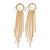 Statement Crystal Circle with Long Chain Tassel Earrings in Gold Tone - 14cm Long - view 4