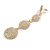 AB Crystal Graduated Disk Dangle Long Earrings in Gold Tone - 95mm L - view 4