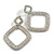 Statement Double Square AB Crystal Drop Earrings in Silver Tone - 65mm Long