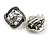 Marcasite Square Clear Crystal White Faux Peal Clip On Earrings In Antique Silver Tone - 20mm L - view 2