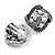 Marcasite Square Clear Crystal White Faux Peal Clip On Earrings In Antique Silver Tone - 20mm L - view 4