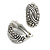 C Shape Textured Clip On Earrings in Aged Silver Tone - 20mm Tall - view 5