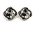 Marcasite Square Black/Clear Crystal White Faux Peal Clip On Earrings In Antique Silver Tone - 20mm Tall - view 4