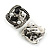 Marcasite Square Black/Clear Crystal White Faux Peal Clip On Earrings In Antique Silver Tone - 20mm Tall - view 5