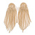 Magnificent Clear Crystal Disk with Fringe Dangle Long Earrings in Gold Tone - 11cm L