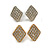 2 Pairs of Gold/ Silver Tone Crystal Diamond Shape Stud Earrings - 12mm Tall - view 6