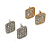 2 Pairs of Gold/ Silver Tone Crystal Diamond Shape Stud Earrings - 12mm Tall - view 4