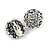 Vintage Inspired Dome Shape AB Crystal Clip On Earrings in Aged Silver Tone - 22mm Diameter - view 2