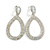 Spectacular AB Crystal Oval Drop Earrings in Silver Tone - 75mm L